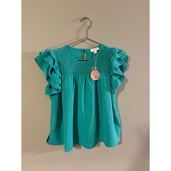 Oddi Boutique Brand Girls Blouse Size XL Ruffle Sleeve - Picture 1 of 3